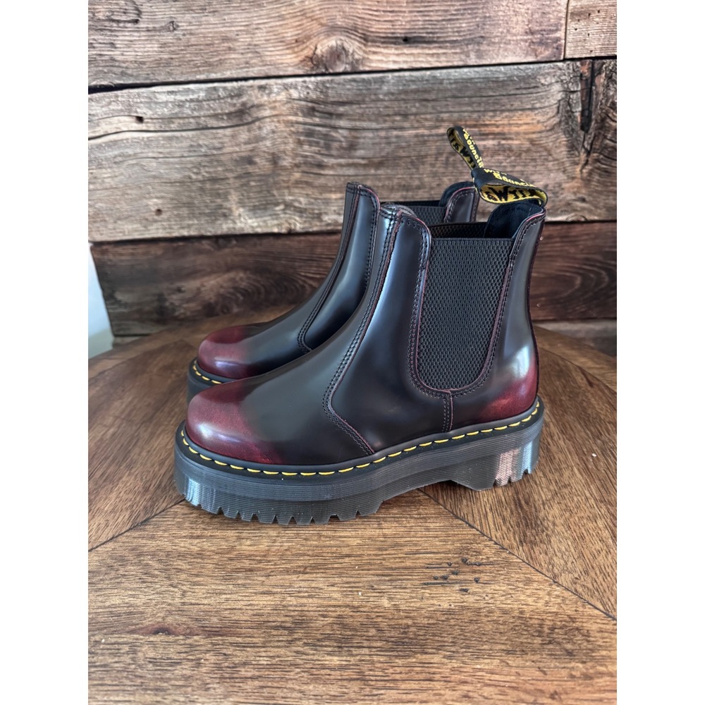 Dr. Martens 2976 Quad Arcadia Cherry Red Leather Platform Chelsea Boots Size 8L